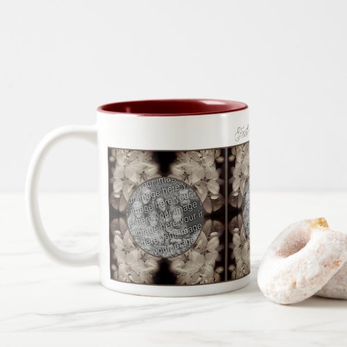 Flower Blossoms Abstract Add Your Photo Two_Tone Coffee Mug