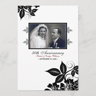 Flower Blossoms Anniversary Party Invite (black)