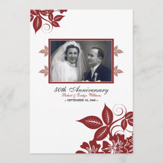 Flower Blossoms Anniversary Party Invite (red)