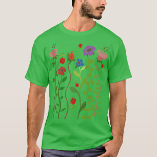 Flower Blossoms Botany Plants Vintage Wildflowers T-Shirt