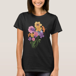 Flower Blossoms Botany Wildflower Nature Vintage B T-Shirt