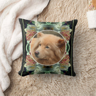 Flower Blossoms Frame Create Your Own Pet Photo Throw Pillow