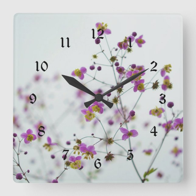 Flower Blossoms, Springtime Square Wall Clock (Front)