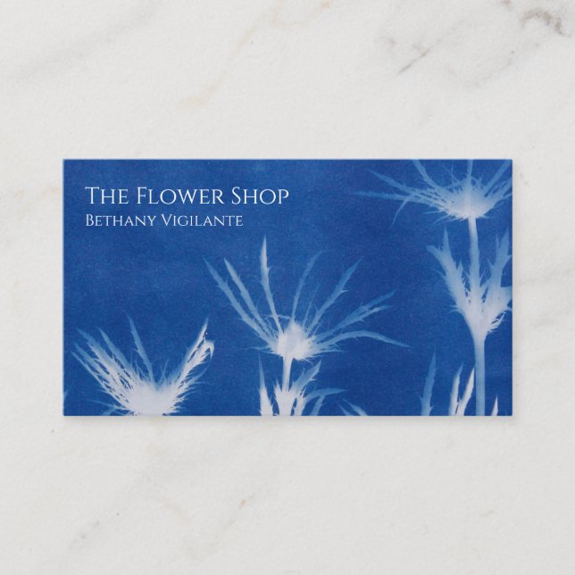 Flower Blue Business Card  (Front)