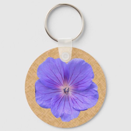 Flower Blue Geranium Photo Keychain