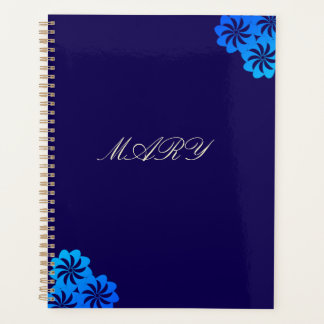 Flower Blue Personalized Planner