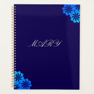 Flower Blue Personalized Planner