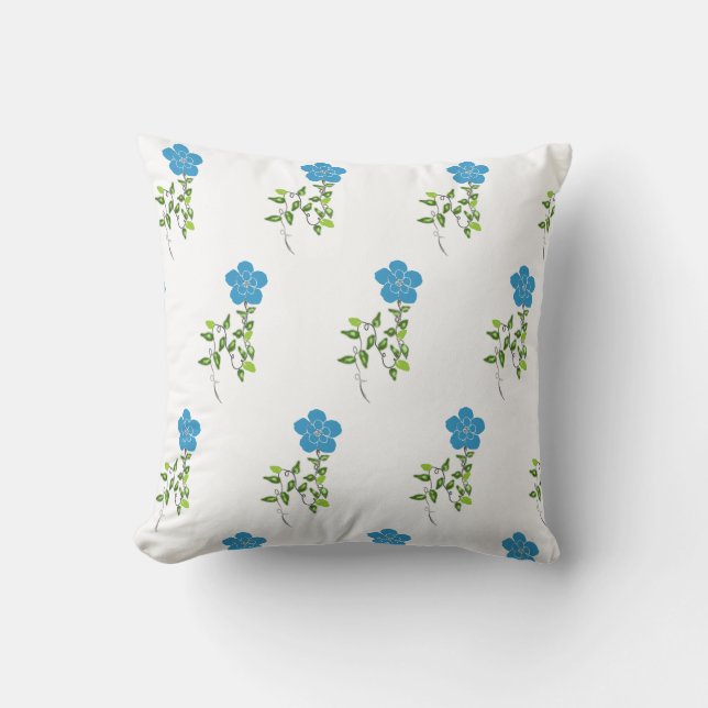 flower blue vines  throw pillow (Front)