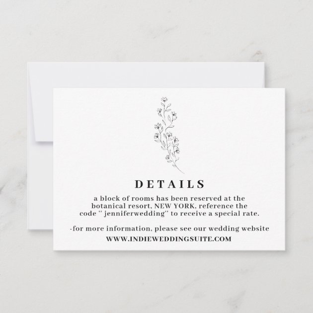 Flower Boho Clear Indie Wedding Details Invitation