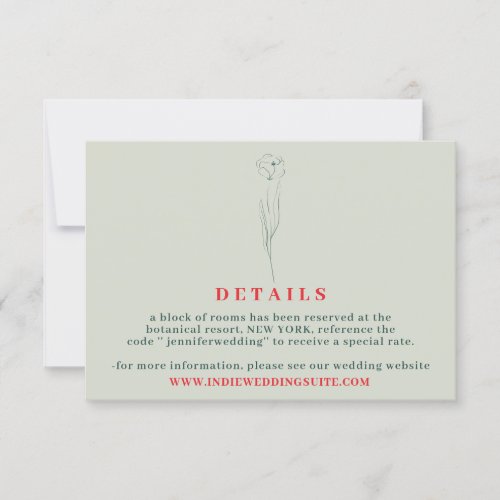 Flower Boho Greenery Red wedding Details botanical Invitation