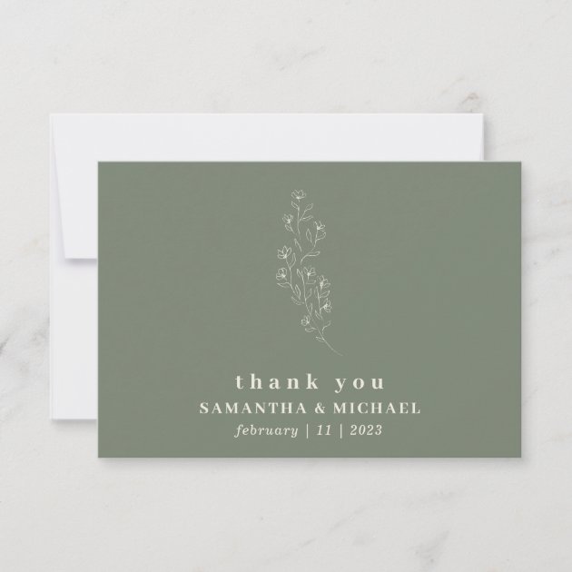 Flower Boho sage beige Indie weds thank you Invitation