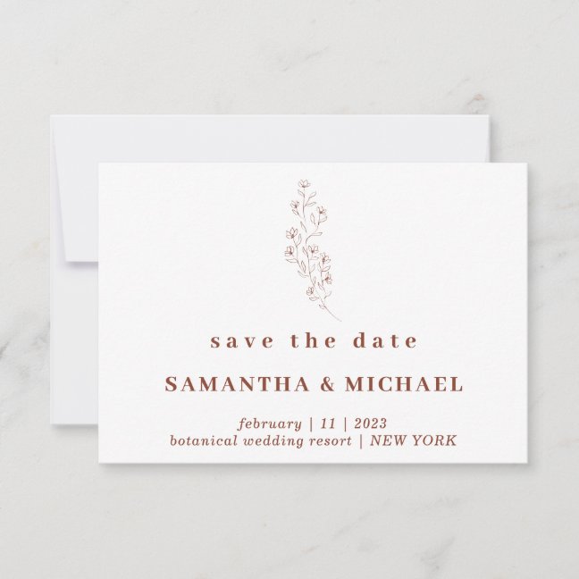 Flower Boho Terracotta Indie Save the date Wedding Invitation