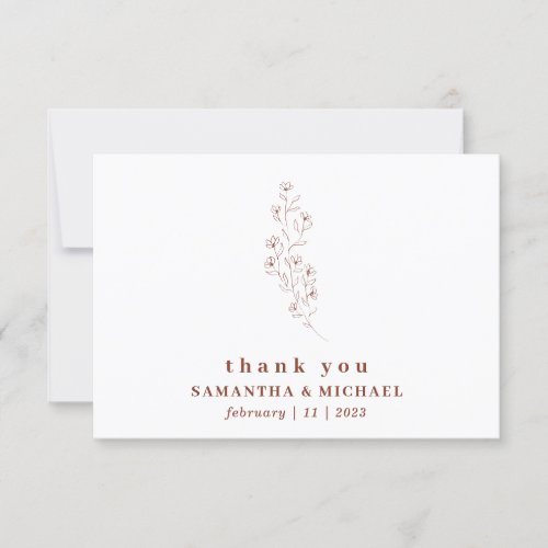 Flower Boho Terracotta Indie wedding thank you Invitation