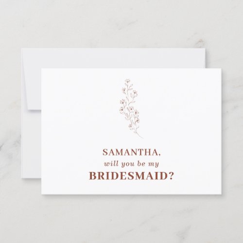 Flower Boho Terracotta Will you be my bridesmaid Invitation