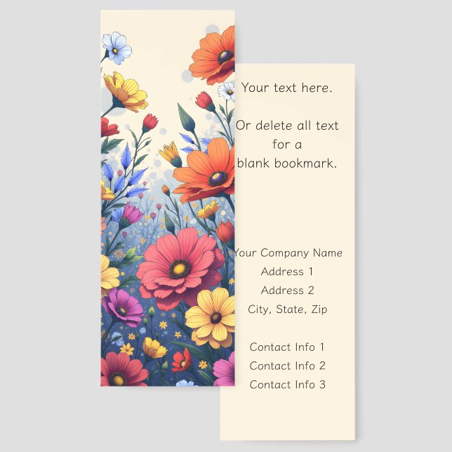 Flower Bookmark Business Promotional or Blank Back (Front & Back)