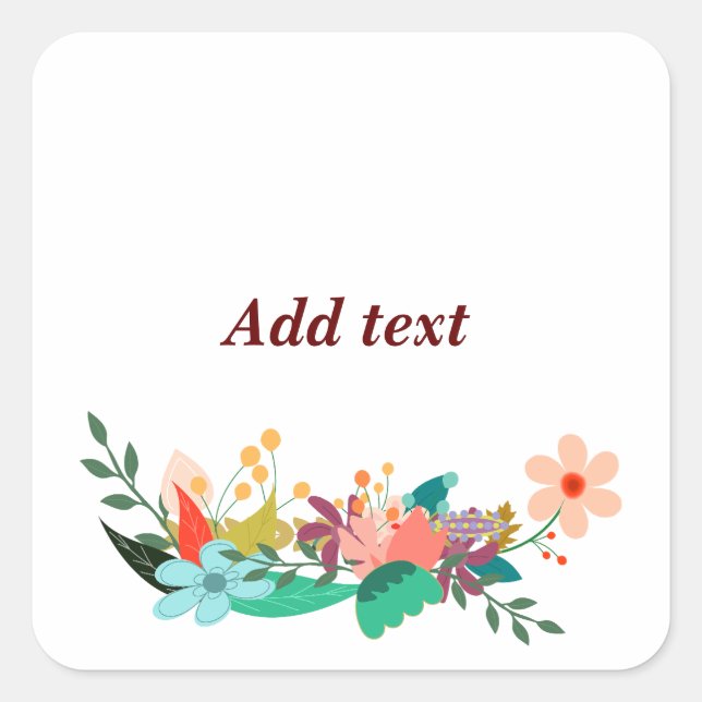 Flower Border Template, Customizable, Square Sticker (Front)