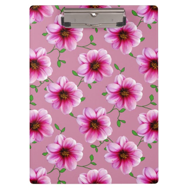 Flower Botanical Garden Pattern Pink on any Color Clipboard (Front)