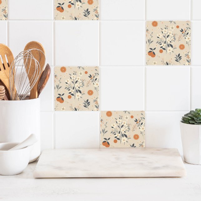 flower botanical green ceramic tile (Creator Uploaded)