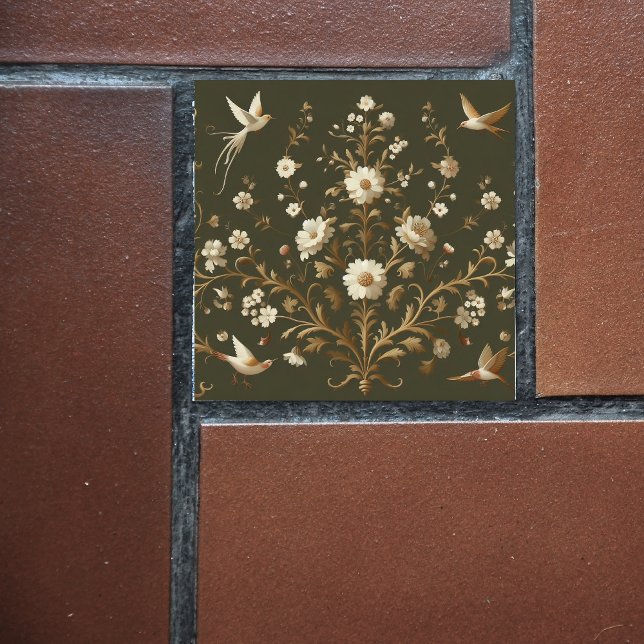 flower botanical green ceramic tile (Creator Uploaded)