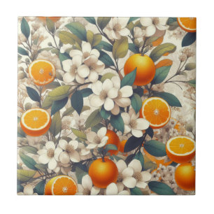 flower botanical oranges ceramic tile