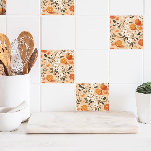 flower botanical oranges ceramic tile (Creator Uploaded)