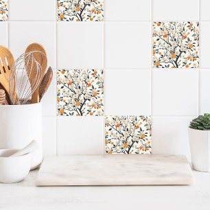 flower botanical oranges ceramic tile