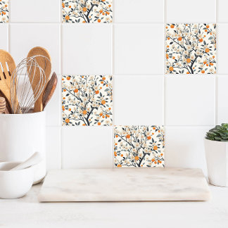 flower botanical oranges ceramic tile