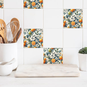 flower botanical oranges ceramic tile