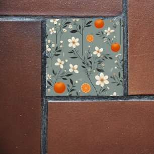 flower botanical oranges ceramic tile