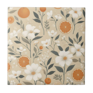 flower botanical oranges ceramic tile