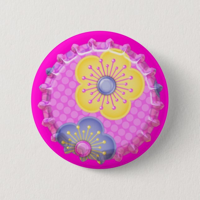 Flower Bottle Cap Backpack Hat Button Pin (Front)