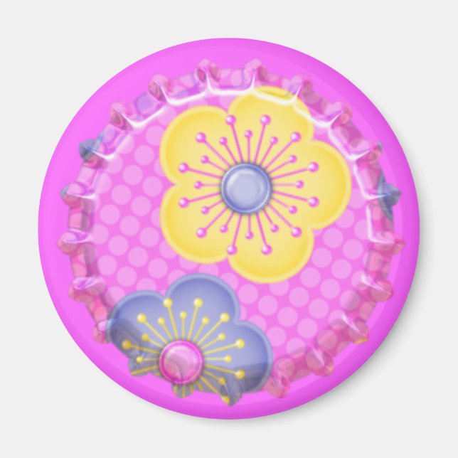 Flower Bottle Cap School Locker magnet office (Front)