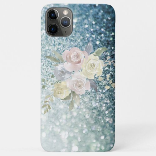  Flower Bought TEAL Floral Ombre Glitter iPhone 11 Pro Max Case