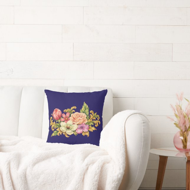 Flower Bouquet Acanthus Throw Pillow (Couch)