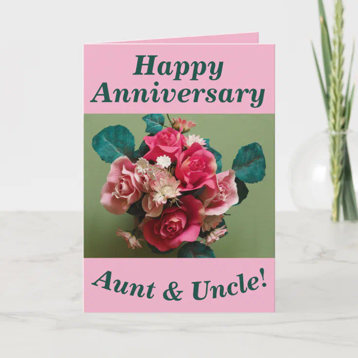 Flower Bouquet Anniversary Card for Aunt & Uncle Zazzle
