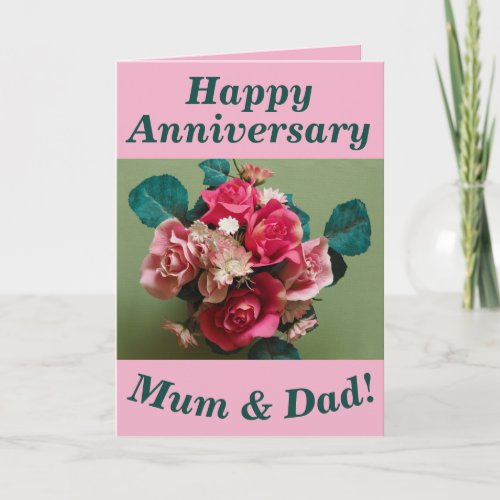 Flower Bouquet Anniversary Card for Mum  Dad