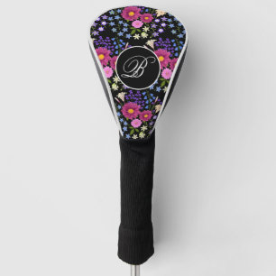 Flower Bouquet Black Monogram Golf Head Cover