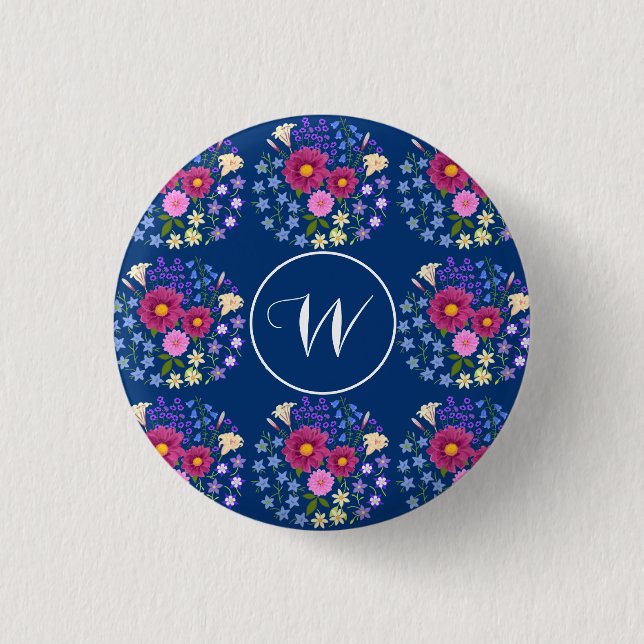 Flower Bouquet Blue Button (Front)