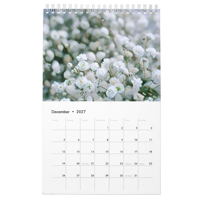flower bouquet calendar (Dec 2027)