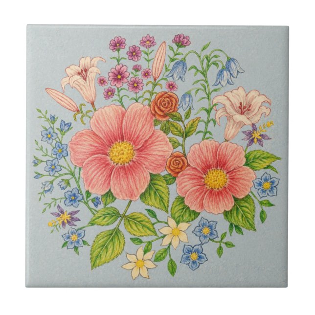 Flower Bouquet Ceramic Tile (Front)