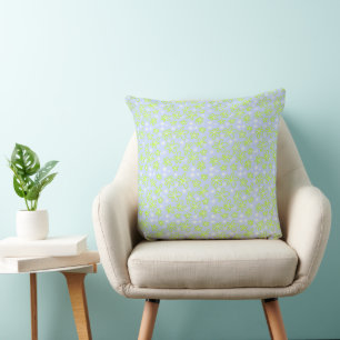 Flower Bouquet Daisy Meadow Sky Blue Green White  Throw Pillow