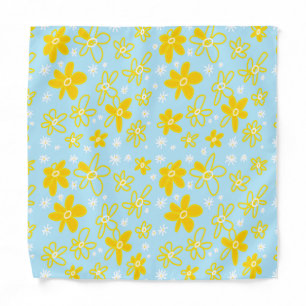 Flower Bouquet Daisy Meadow Sky Yellow White Bandana