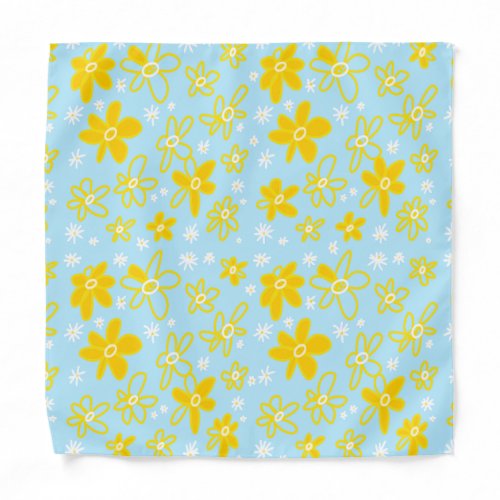 Flower Bouquet Daisy Meadow Sky Yellow White Bandana