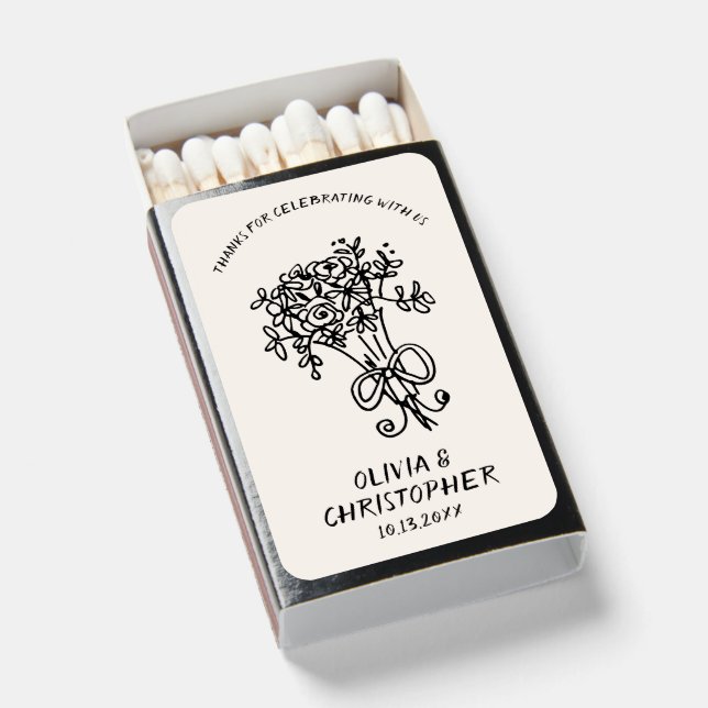 Flower Bouquet Elegant Retro Favor Matchboxes (Front Open)