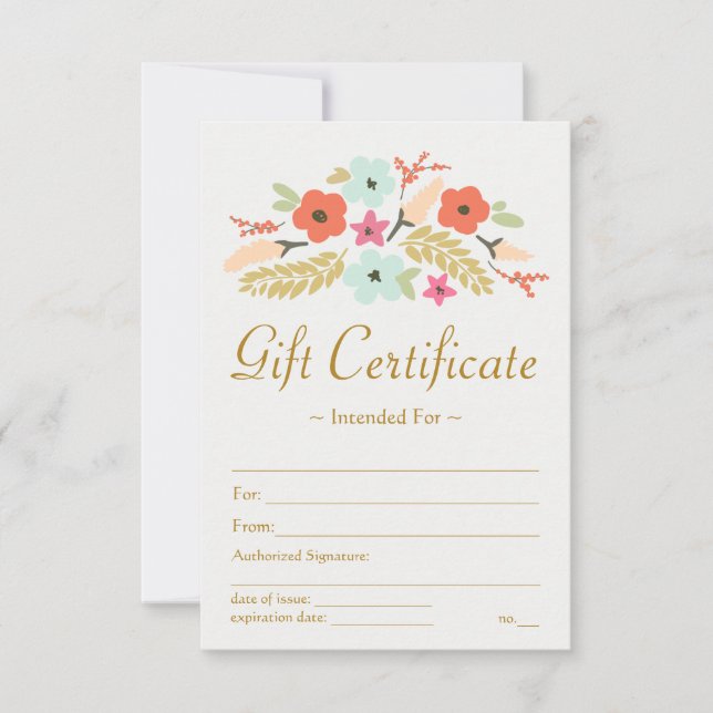 Flower Bouquet Gift Certificate (Front)