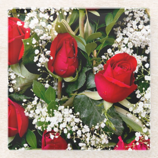 Flower Bouquet Glass Coaster (Front)