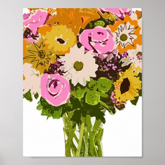 Flower Bouquet in Vase Painting Art Poster (Front)