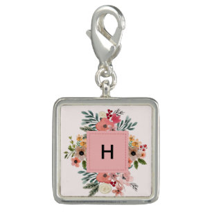 Flower bouquet monogrammed charm