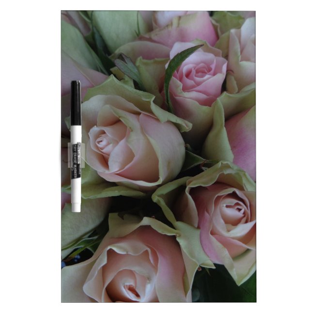 Flower Bouquet of Pink Green Roses Dry-Erase Board (Front)