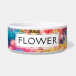 Flower Bouquet Orange & Blue Boho Bowl<br><div class="desc">A pet bowl with a colorful collection of spring and summer flowers. Pink orange and blue dominate the color scheme. Bright and bold floral arrangement exudes happiness. :)</div>